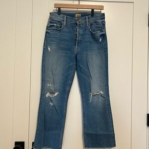 MOTHER Flare Jeans in Distressed Blue